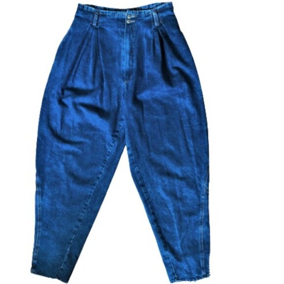 Vintage 90s very high waist baggie studs & zippers embelished denim jeans pants - Picture 2 of 16